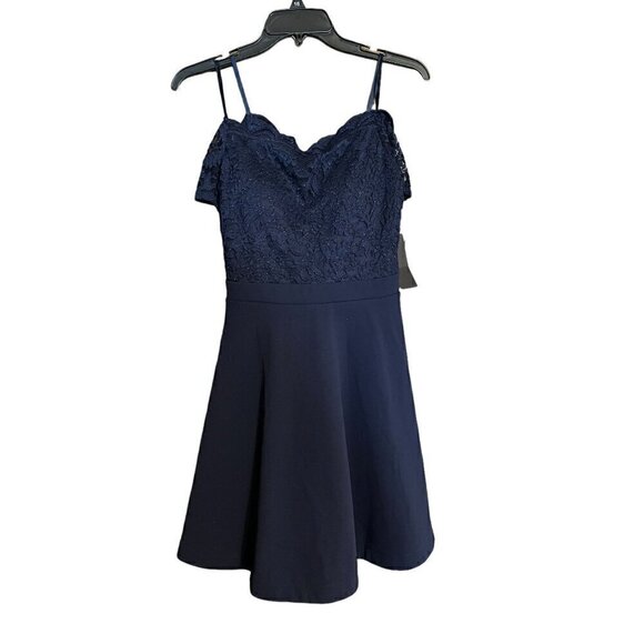 Juniors City Studio Navy Blue Party Cocktail Dress, Size 9 / 10 - Picture 1 of 11